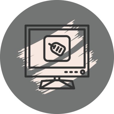 Grafik tasarım simgesini gösteren bilgisayar monitörü