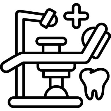 Diş aletleri ve dişleri olan dişçi koltuğu.