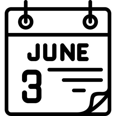 3 Haziran takvim simgesi, vektör illüstrasyonu                    