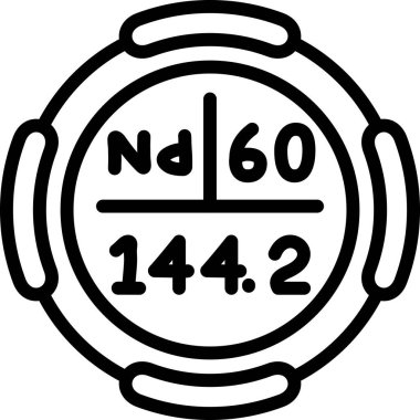 Neodim sembolü, periyodik tablonun kimyasal elementi, vektör simgesi