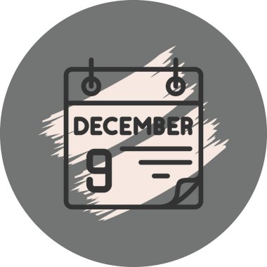 9 December Icon On Round Grey Background