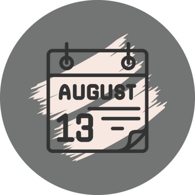 13 Ağustos Gri Arkaplanda Simge 