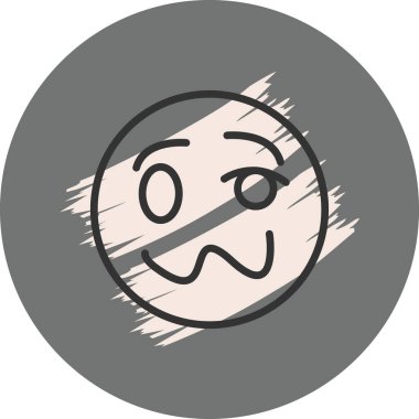 Basit karikatür yüzü şaşkınlık ve şaşkınlık gösteriyor.