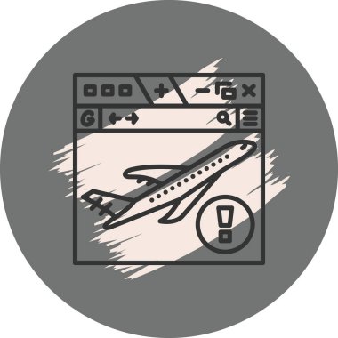 Seyahat uygulamaları veya web sayfaları için uygun bir pistten kalkan bir uçağın basit bir çizgisi çizimi.