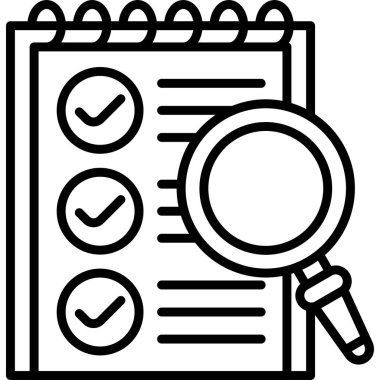 Büyüteç simgesi içeren defter kontrol listesi