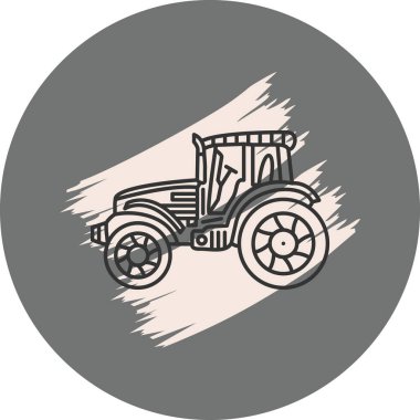 Gri arkaplanda basit bir traktör çizimi