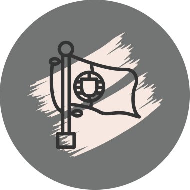 Dairesel bir arkaplan karşısında bayrak direğinde Portekiz bayrağı