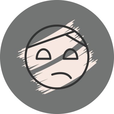 Gri arkaplan ile basit üzgün yüz simgesi