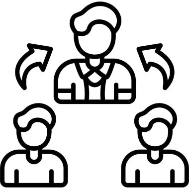 Bir merkezi figürle bağlantılı üç kişi.