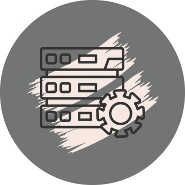 Arkaplanda dişli simgesi olan dizilmiş sunucular