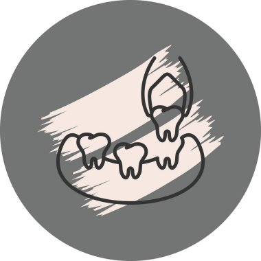 Drawing of teeth in circular gray background