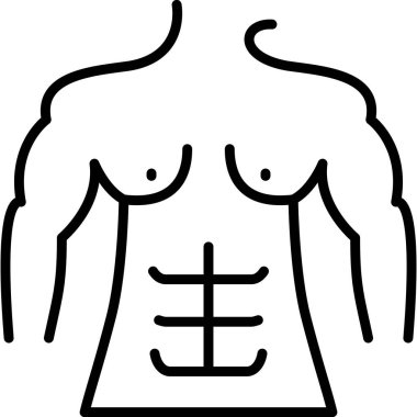 Kas gövdesi tanımlanmış karın ve kolları gösteriyor.