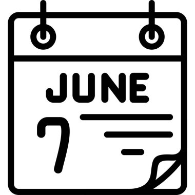 7 Haziran takvim simgesi, vektör illüstrasyonu                    