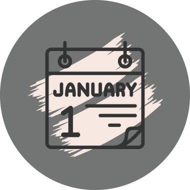 1 Ocak Gri Arkaplanda Simge 