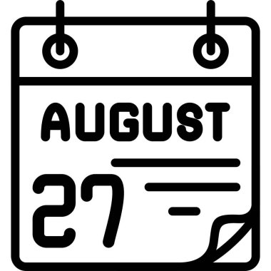 27 Ağustos takvim simgesi, vektör illüstrasyonu              