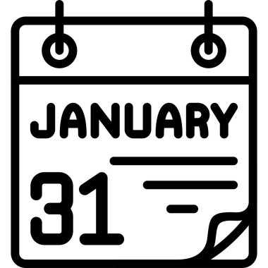 31 Ocak takvim simgesi, vektör illüstrasyonu               