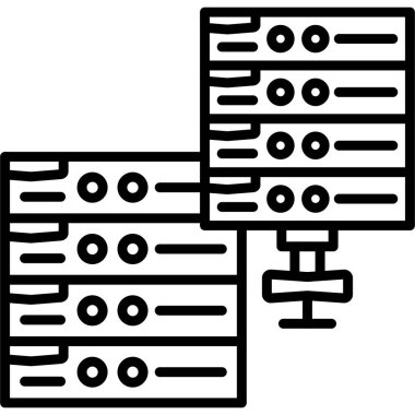 Sunucuların vektör illüstrasyonu ve teknoloji simgesi