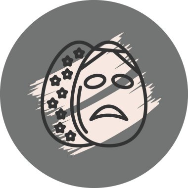 Üzgün bahar yumurtası ikonu. İki süslü Paskalya yumurtası, birinin yüzü asık.