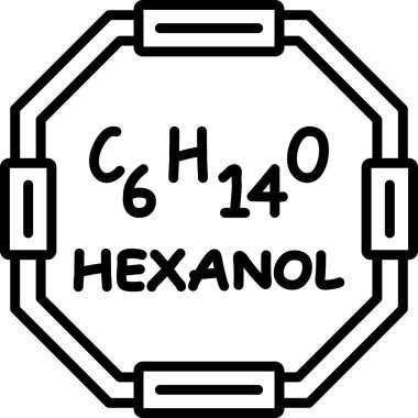 Hexanol molekülünün kimyasal yapısı, basit web simgesi