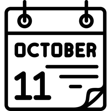 11 Ekim takvim simgesi, vektör illüstrasyonu                