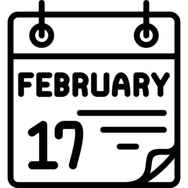 17 Şubat takvim simgesi vektör illüstrasyonu 