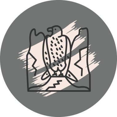 Beyaz Göbekli Deniz Kartalı Yuvarlak Gri Arkaplanda Simgesi 