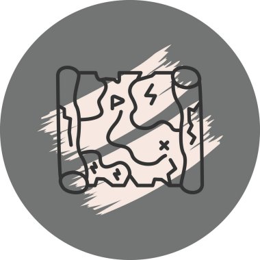 Dolambaçlı yolları olan tarih hazinesi haritası. Uygulama için uygun simge.