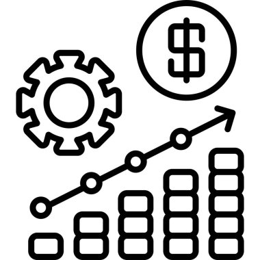 Dolar işareti ve dişlilerle büyümeyi gösteren grafik