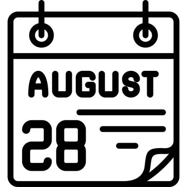 28 Ağustos takvim simgesi, vektör illüstrasyonu              