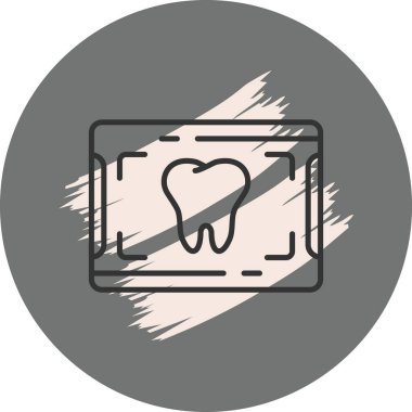 Dairesel arkaplan tasarımında basit diş simgesi