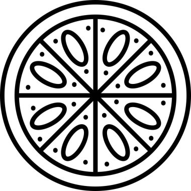 Black and white pizza slice illustration