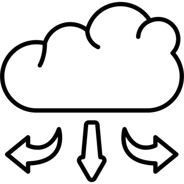 a cloud icon sits above three arrows pointing in different directions within a circular frame