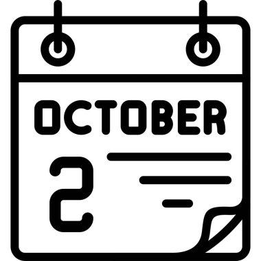 2 Ekim takvim simgesi, vektör illüstrasyonu           