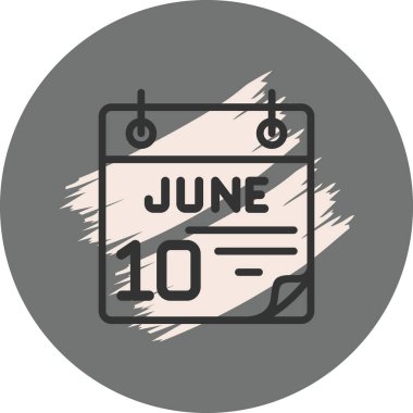 10 June Icon On Round Grey Background 