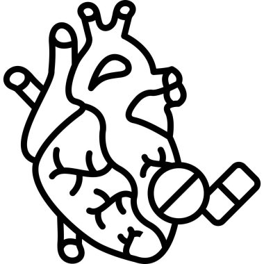 Kalp İlaç ikonu, vektör illüstrasyonu