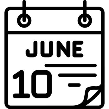 10 Haziran takvim simgesi, vektör illüstrasyonu                    