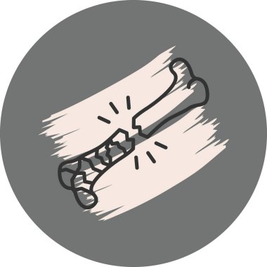 Kırık kemik ve etrafında çizgiler var.