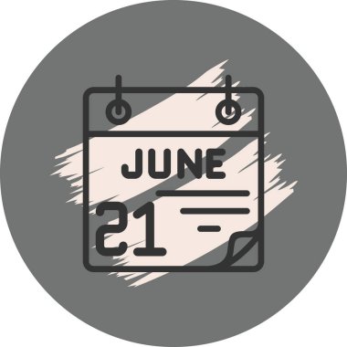 21 June Icon On Round Grey Background 