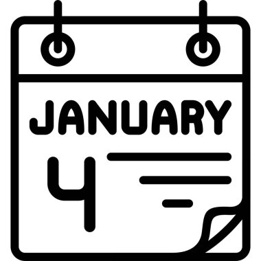 4 Ocak takvim simgesi, vektör illüstrasyonu               