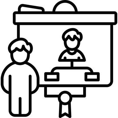 Projektör ekranının önünde sunulan kişi