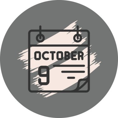 9 October Icon On Round Grey Background