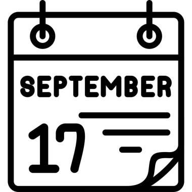 17 Eylül takvim simgesi, vektör illüstrasyonu          
