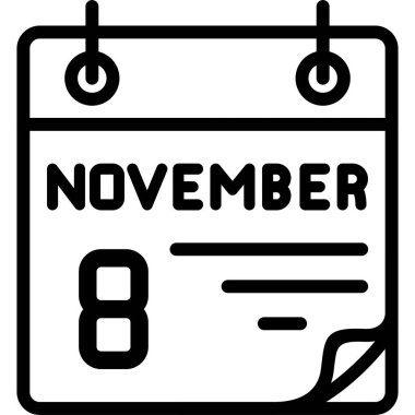 Kasım 8 takvim vektör illüstrasyonu 