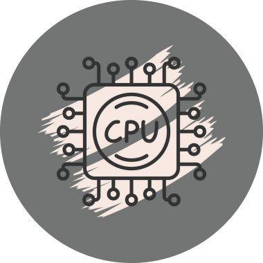Circular cpu chip with connections and label