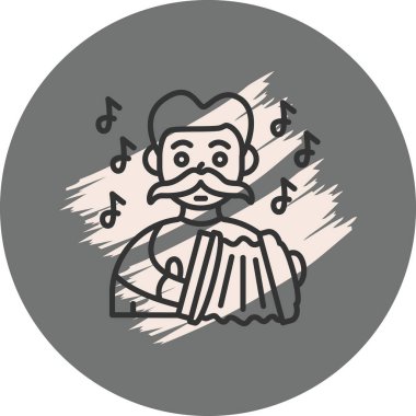 Müzik notalarıyla akordeon çalan adam