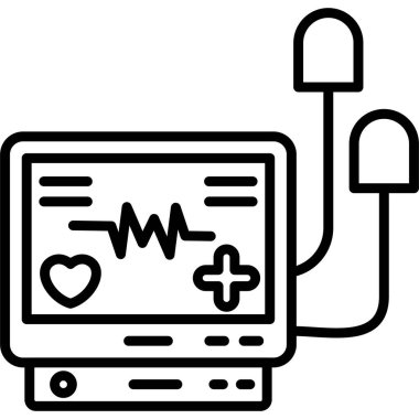 Defibrilatör simgesi basit düz illüstrasyon