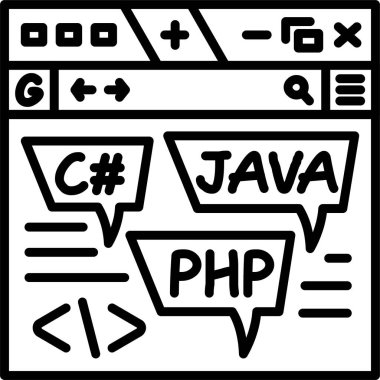 Kodlama Dili Web simgesi vektör çizimi