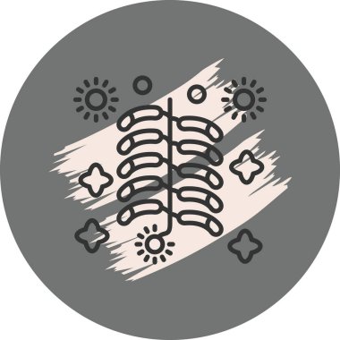 Göğüs kafesi ve çiçekleri içeren soyut tasarım