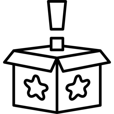 Yıldızlı bir açık kutu ve uygulamalarda veya web sayfalarında kullanılabilecek bir ünlem işareti.