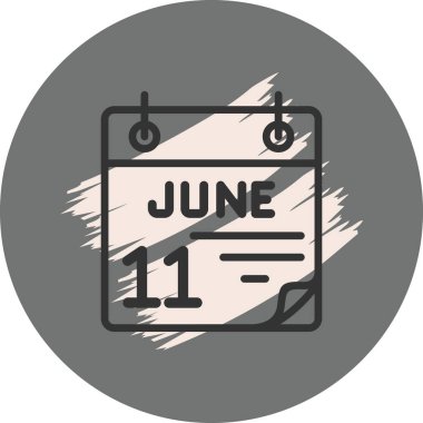 11 June Icon On Round Grey Background 